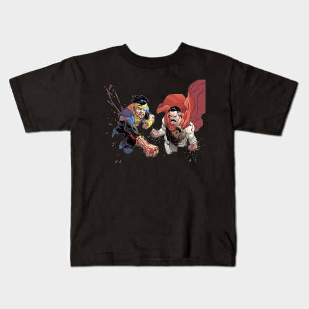 father and son fight together Kids T-Shirt by super villain